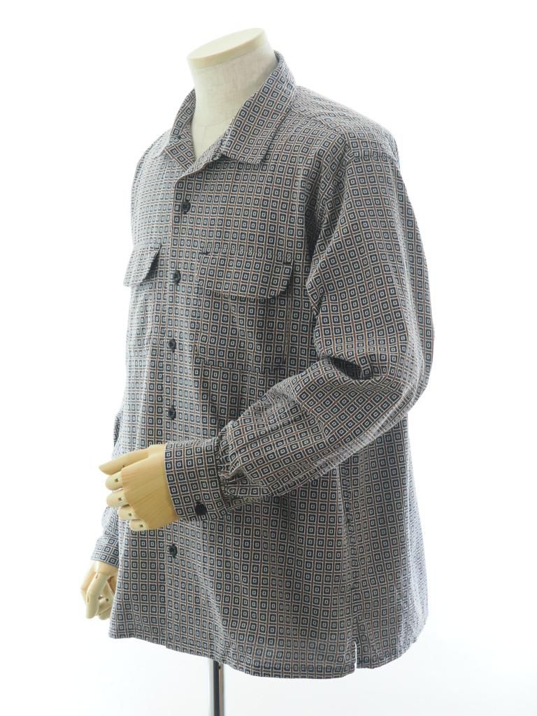 Engineered Garments エンジニアドガーメンツ - Classic Shirt クラッシックシャツ - Cotton Square Jacquard - Navy / Brown