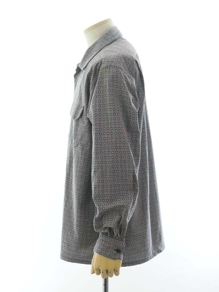 Engineered Garments エンジニアドガーメンツ - Classic Shirt クラッシックシャツ - Cotton Square Jacquard - Navy / Brown