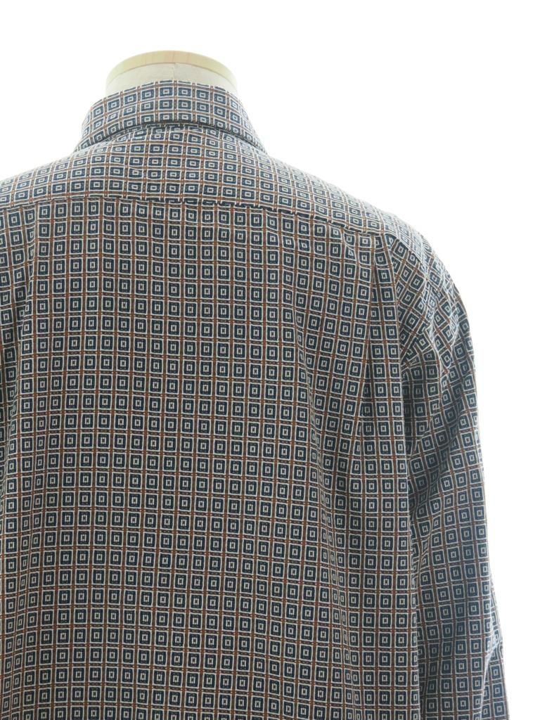 Engineered Garments エンジニアドガーメンツ - Classic Shirt クラッシックシャツ - Cotton Square Jacquard - Navy / Brown