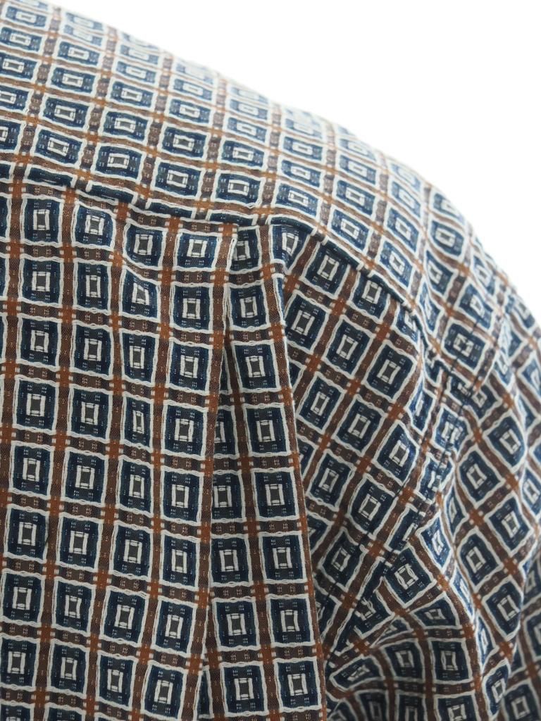 Engineered Garments エンジニアドガーメンツ - Classic Shirt クラッシックシャツ - Cotton Square Jacquard - Navy / Brown