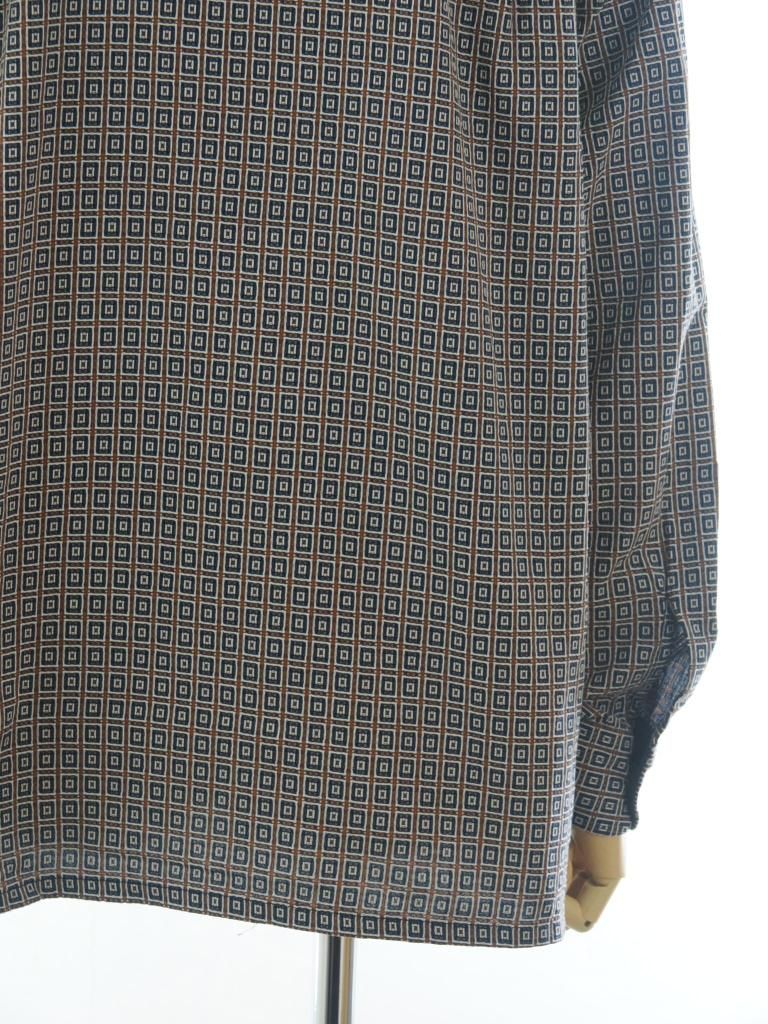 Engineered Garments エンジニアドガーメンツ - Classic Shirt クラッシックシャツ - Cotton Square Jacquard - Navy / Brown
