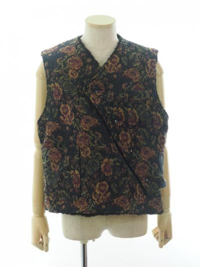Engineered Garments エンジンニアドガーメンツ - Over Vest オーバーベスト - CP Floral Jacquard - Black / Gold