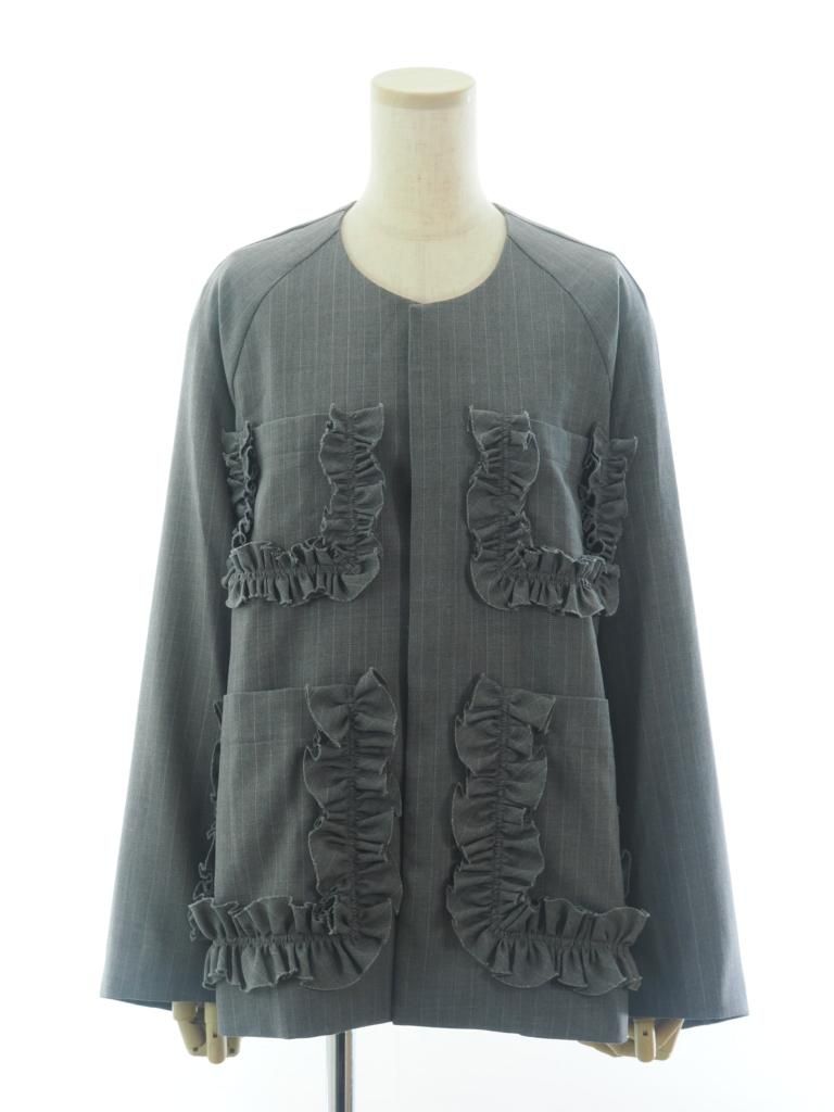 Rhodolirion ロドリリオン - Frill Pockets Coveralls フリルポケットカバーオール - Gabardine - Grey