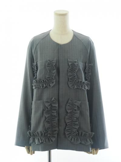 Rhodolirion ロドリリオン - Frill Pockets Coveralls フリルポケットカバーオール - Gabardine - Grey