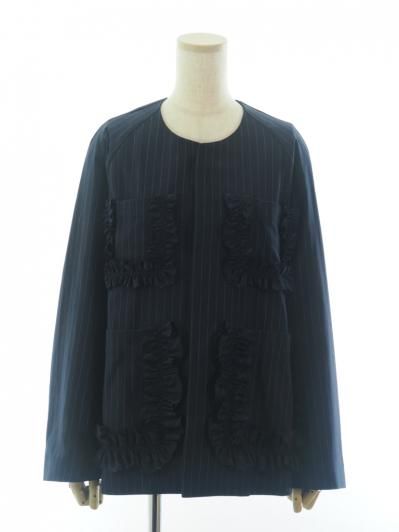 Rhodolirion ロドリリオン - Frill Pockets Coveralls フリルポケットカバーオール - Gabardine - Navy