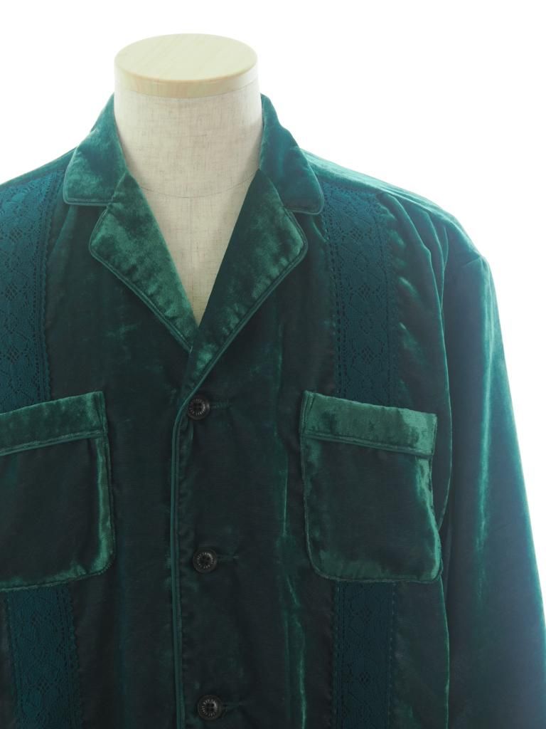 TUITACI 朔 ツイタチ - Chambray Velvet Sleeping Shirt シャンブレーベルベットスリーピングシャツ - Green