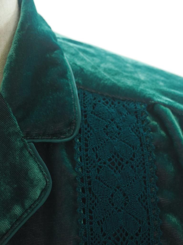 TUITACI 朔 ツイタチ - Chambray Velvet Sleeping Shirt シャンブレーベルベットスリーピングシャツ - Green