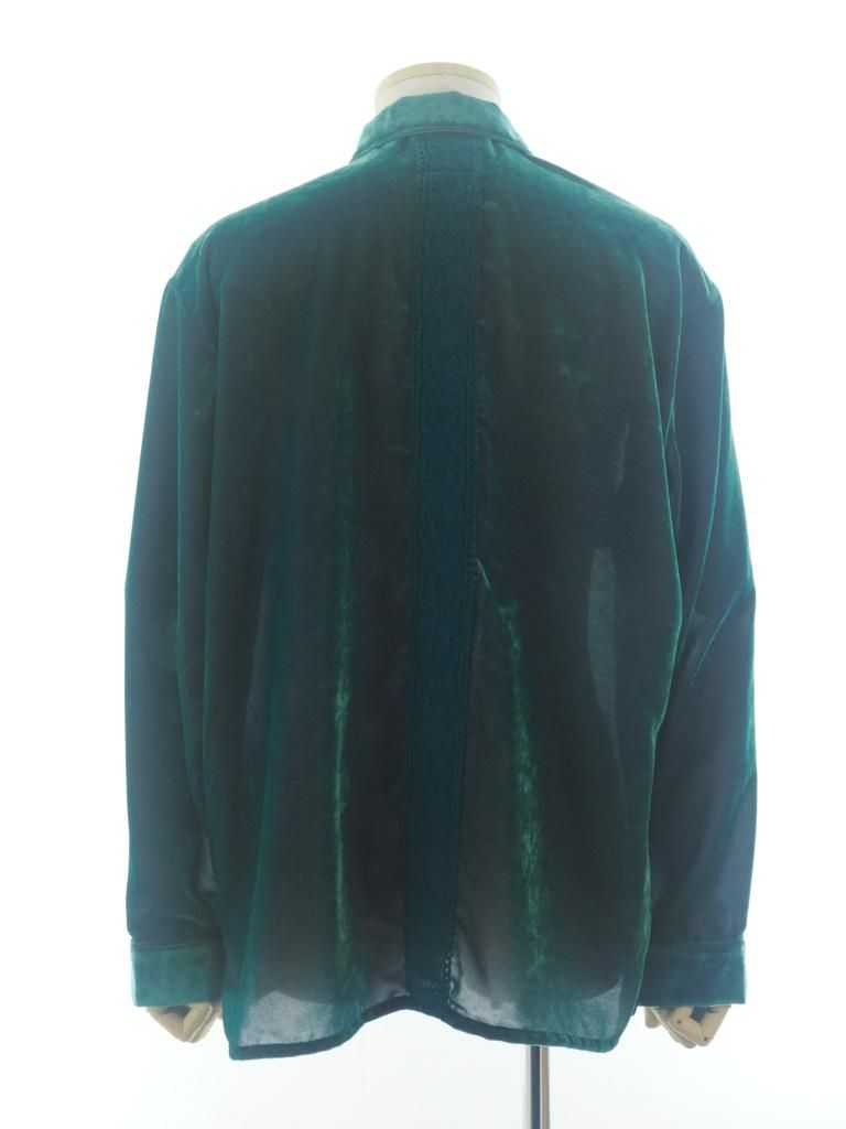 TUITACI 朔 ツイタチ - Chambray Velvet Sleeping Shirt シャンブレーベルベットスリーピングシャツ - Green