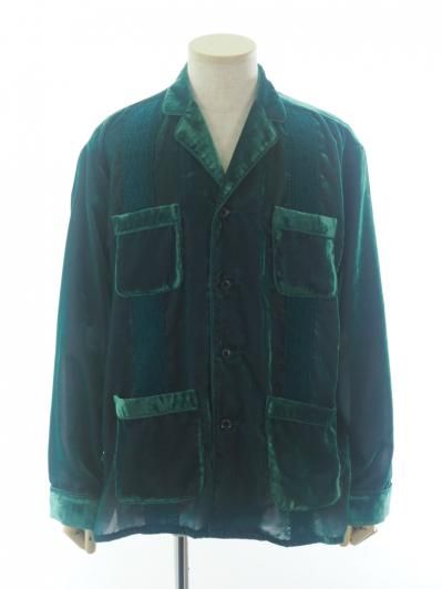 TUITACI 朔 ツイタチ - Chambray Velvet Sleeping Shirt シャンブレーベルベットスリーピングシャツ - Green