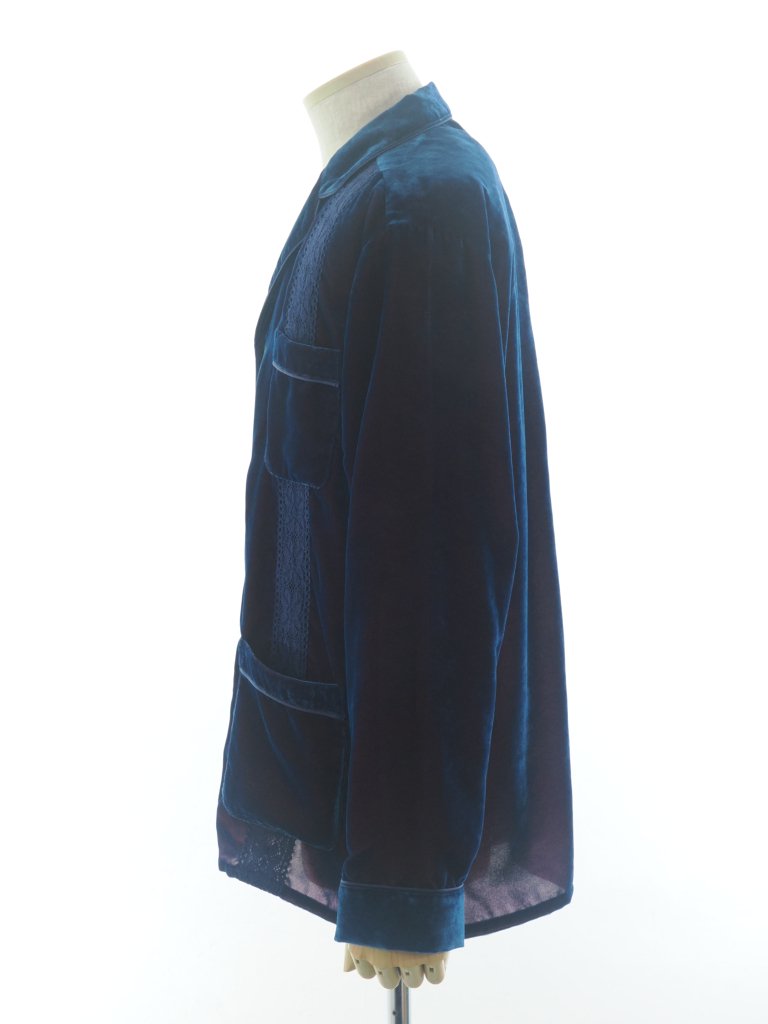 TUITACI  ĥ - Chambray Velvet Sleeping Shirt ֥졼٥٥åȥ꡼ԥ󥰥 - Navy