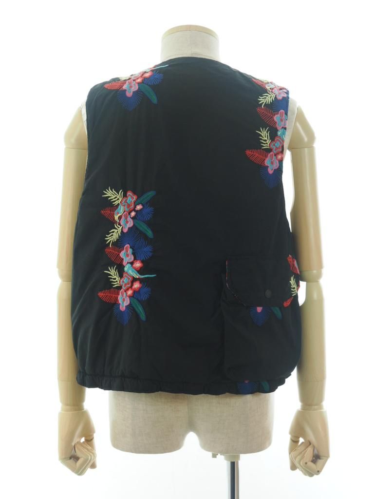 Engineered Garments エンジンニアドガーメンツ - Cover Vest カバーベスト - Cotton Floral Emb. Sheeting - Black