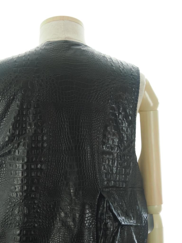 Engineered Garments エンジンニアドガーメンツ - Cover Vest カバーベスト - Alligator Embossed Fake Leather - Black