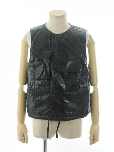 Engineered Garments エンジンニアドガーメンツ - Cover Vest カバーベスト - Alligator Embossed Fake Leather - Black