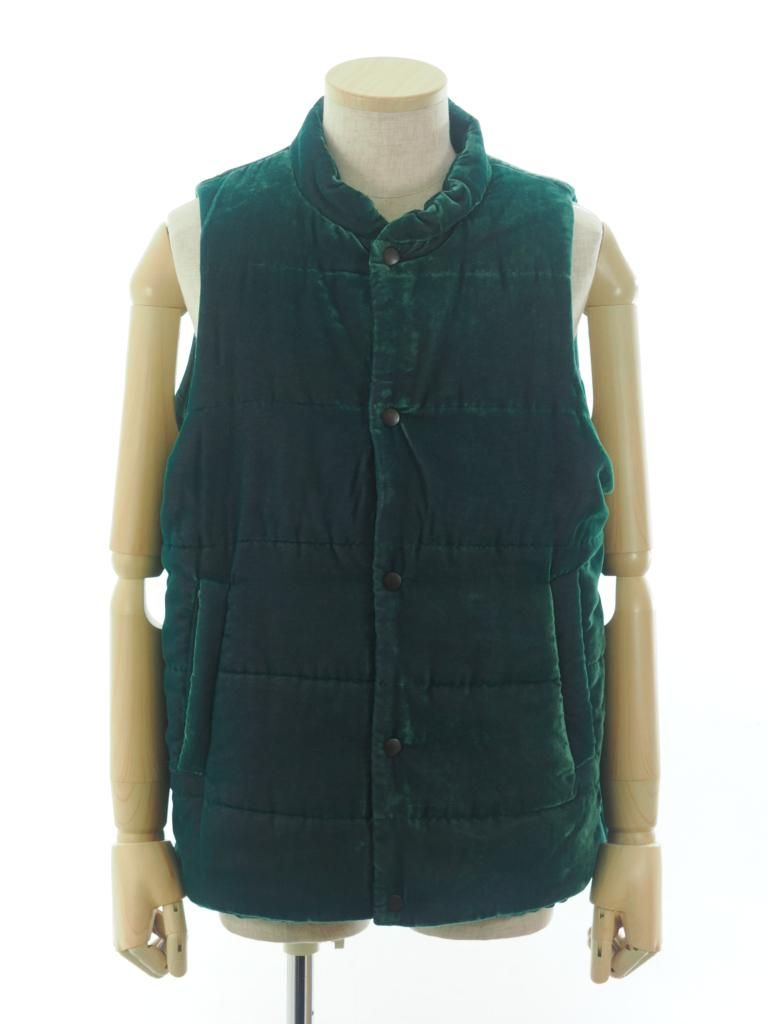 TUITACI 朔 ツイタチ - Chambray Velvet Stand Collar Vest シャンブレーベルベットスタンドカラーベスト - Green