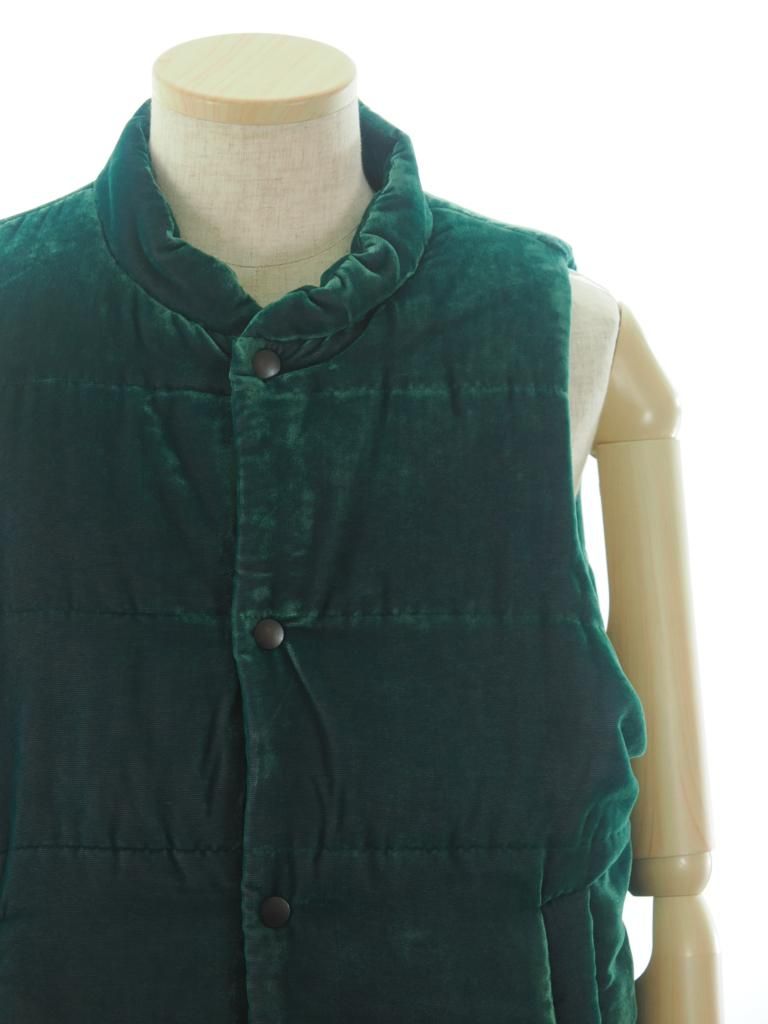 TUITACI 朔 ツイタチ - Chambray Velvet Stand Collar Vest シャンブレーベルベットスタンドカラーベスト - Green