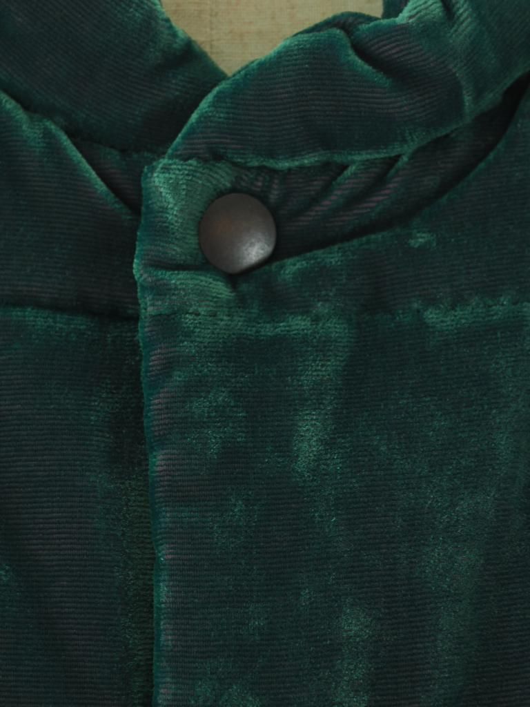 TUITACI 朔 ツイタチ - Chambray Velvet Stand Collar Vest シャンブレーベルベットスタンドカラーベスト - Green
