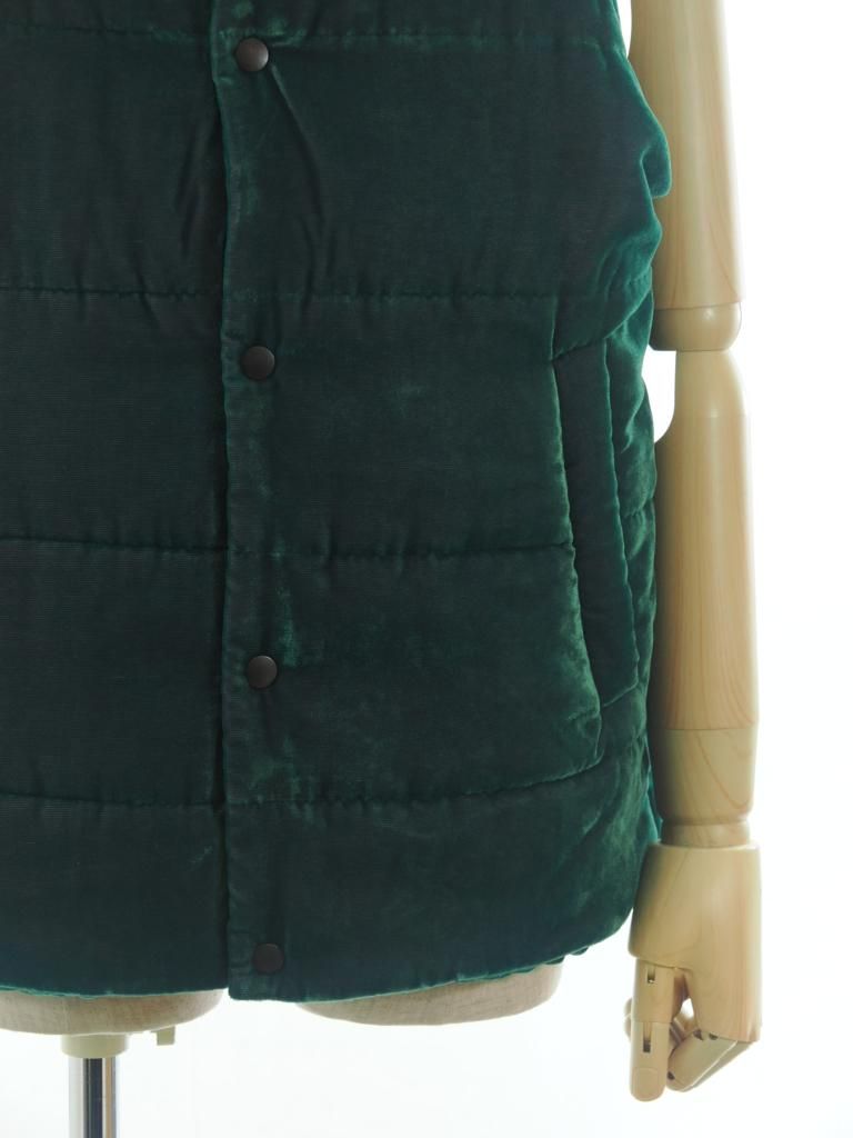 TUITACI 朔 ツイタチ - Chambray Velvet Stand Collar Vest シャンブレーベルベットスタンドカラーベスト - Green
