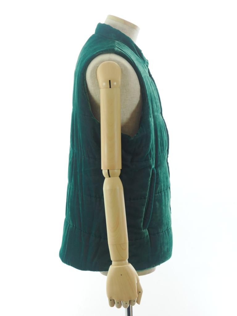 TUITACI 朔 ツイタチ - Chambray Velvet Stand Collar Vest シャンブレーベルベットスタンドカラーベスト - Green
