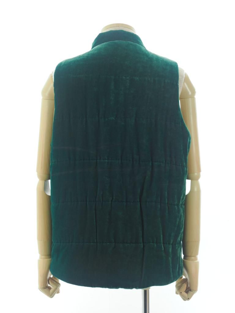 TUITACI 朔 ツイタチ - Chambray Velvet Stand Collar Vest シャンブレーベルベットスタンドカラーベスト - Green