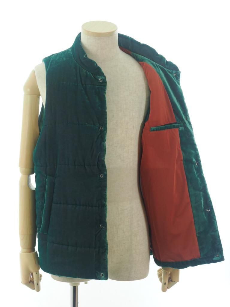 TUITACI 朔 ツイタチ - Chambray Velvet Stand Collar Vest シャンブレーベルベットスタンドカラーベスト - Green