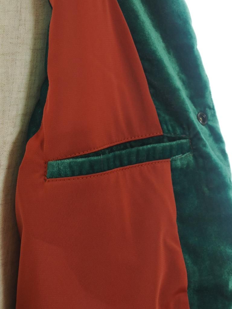 TUITACI 朔 ツイタチ - Chambray Velvet Stand Collar Vest シャンブレーベルベットスタンドカラーベスト - Green