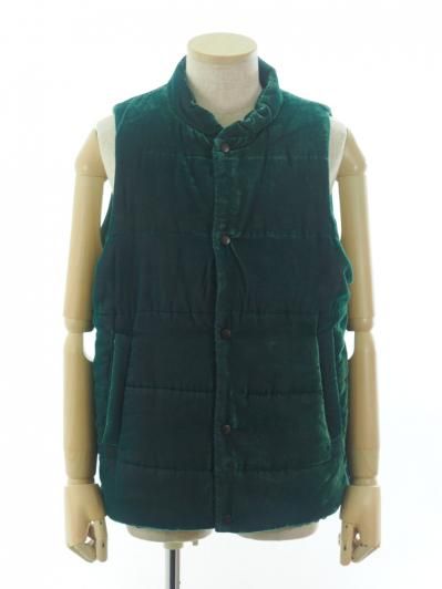 TUITACI 朔 ツイタチ - Chambray Velvet Stand Collar Vest シャンブレーベルベットスタンドカラーベスト - Green