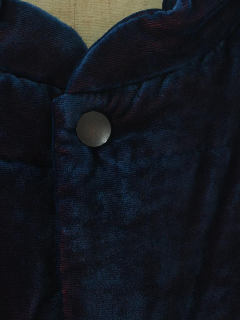 TUITACI 朔 ツイタチ - Chambray Velvet Stand Collar Vest シャンブレーベルベットスタンドカラーベスト - Navy