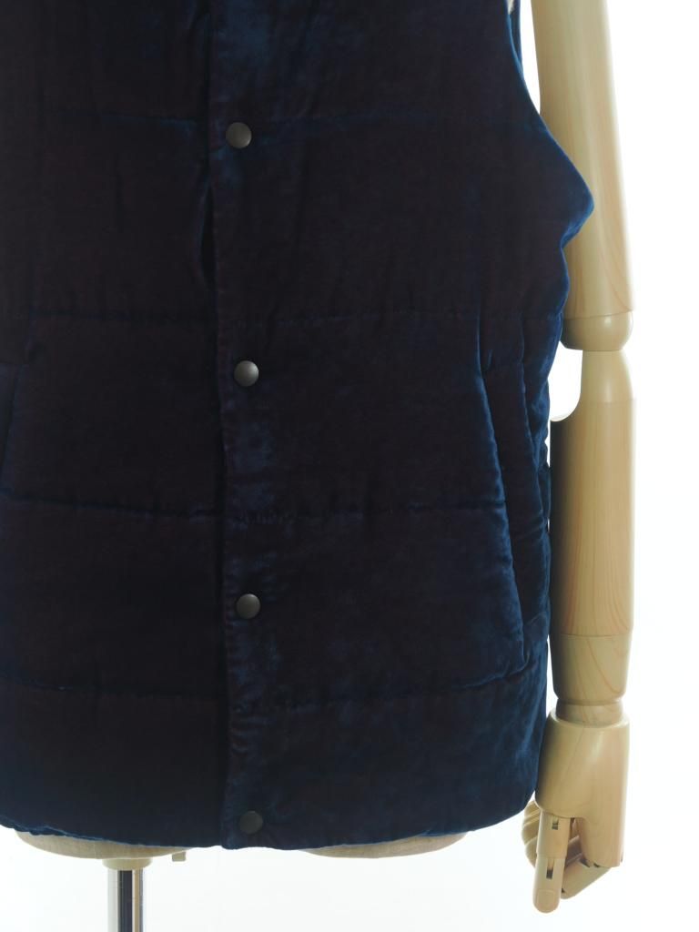 TUITACI 朔 ツイタチ - Chambray Velvet Stand Collar Vest シャンブレーベルベットスタンドカラーベスト - Navy