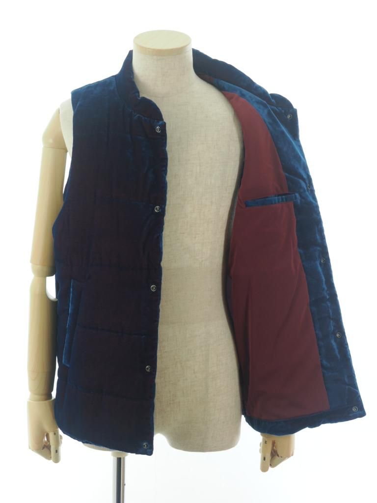 TUITACI 朔 ツイタチ - Chambray Velvet Stand Collar Vest シャンブレーベルベットスタンドカラーベスト - Navy
