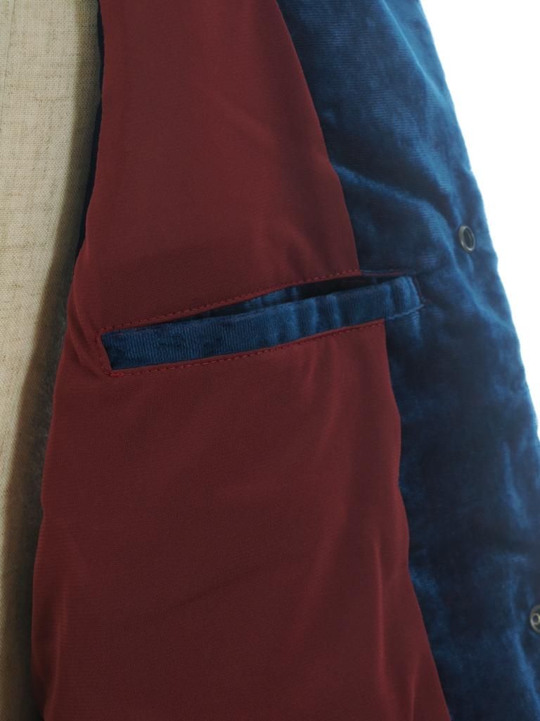 TUITACI 朔 ツイタチ - Chambray Velvet Stand Collar Vest シャンブレーベルベットスタンドカラーベスト - Navy