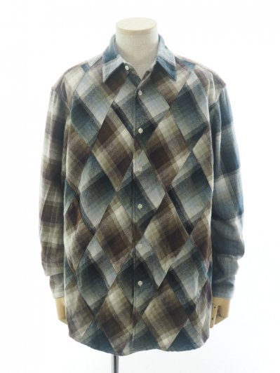 NOMA t.d. Ρޥƥǥ - Diamond Patchwork Flannel Shirt ɥѥåեͥ륷 - Brown / Grey