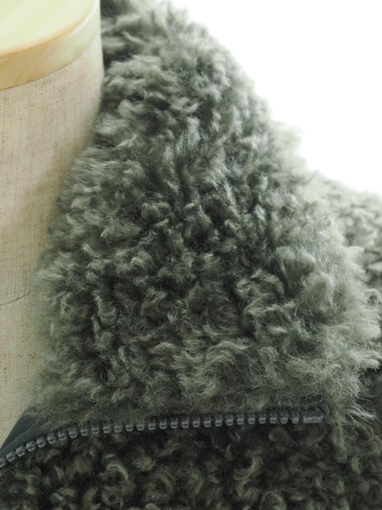 Needles ニードルズ - S.C.Fur Jacket スタンドカラーファージャケット - Poly Curly Fur - Grey