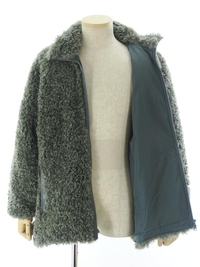 Needles ニードルズ - S.C.Fur Jacket スタンドカラーファージャケット - Poly Curly Fur - Grey