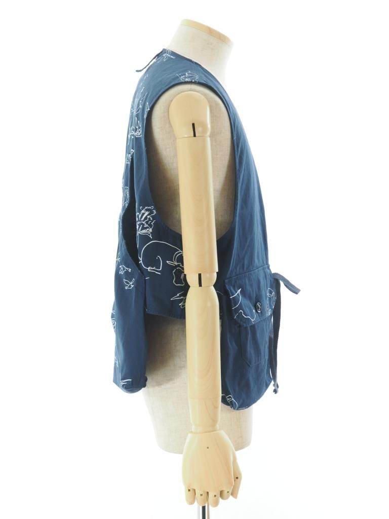 Engineered Garments エンジンニアドガーメンツ - Fowl Vest フォールベスト - Animal Print Flat Twill - Navy