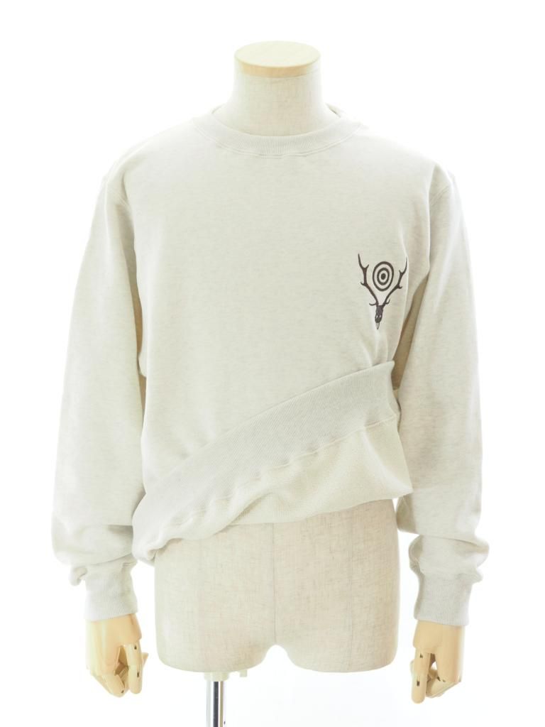 South2 West8 サウスツーウエストエイト - Crew Neck Sweat Shirt - Cotton French Terry - Skull & Target - Oatmeal

