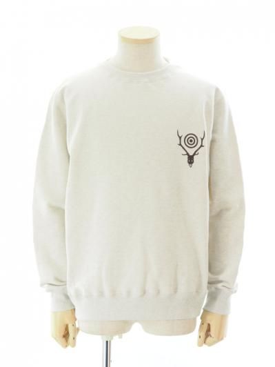 South2 West8 サウスツーウエストエイト - Crew Neck Sweat Shirt - Cotton French Terry - Skull & Target - Oatmeal
