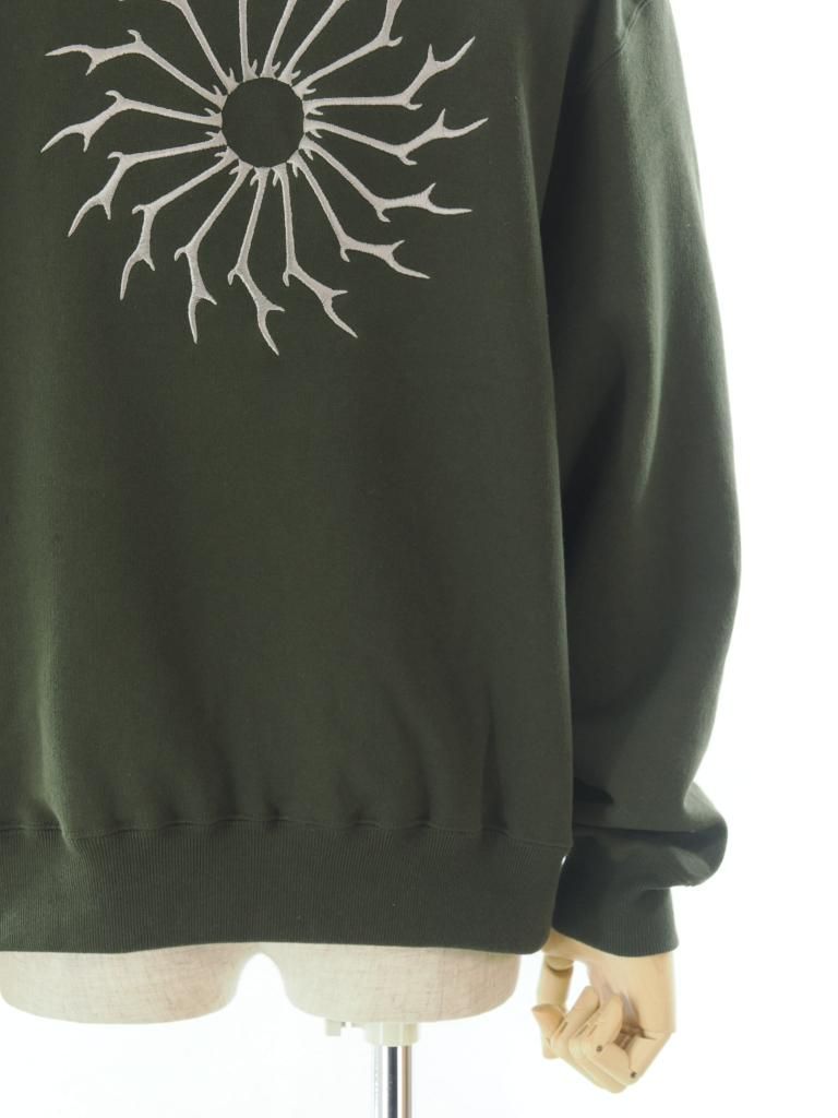 South2 West8 サウスツーウエストエイト - Crew Neck Sweat Shirt - Cotton French Terry - Skull & Target - Olive

