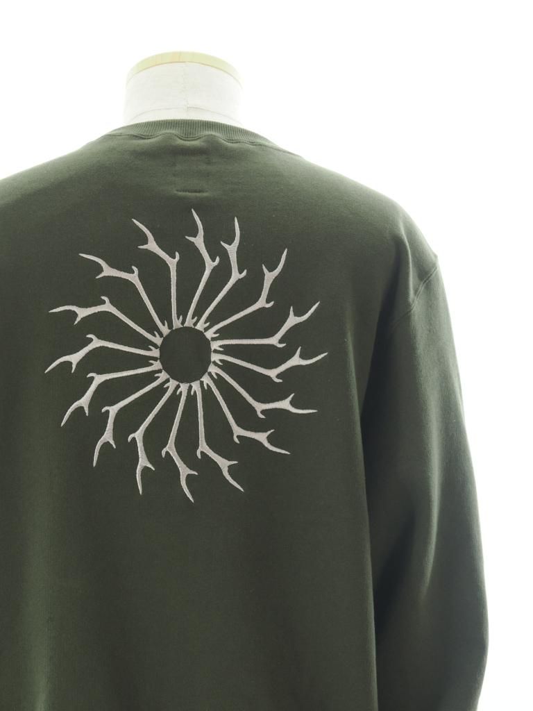 South2 West8 サウスツーウエストエイト - Crew Neck Sweat Shirt - Cotton French Terry - Skull & Target - Olive
