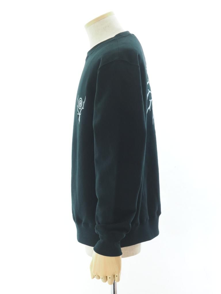South2 West8 ġȥ - Crew Neck Sweat Shirt - Cotton French Terry - Skull & Target - Black
