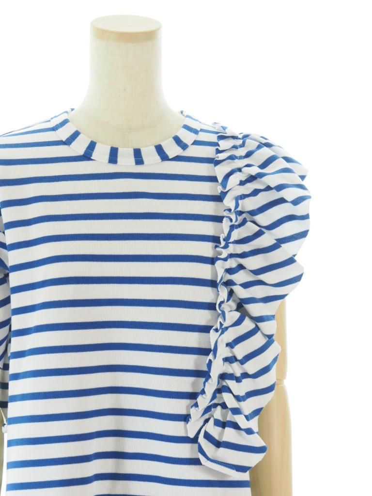 Rhodolirion ɥꥪ - Swallow Asymmetric Frill Sleeve Top ȥ꡼ե륹꡼֥ȥå - Stripe