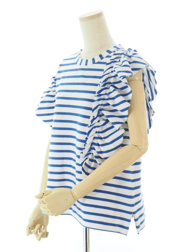 Rhodolirion ロドリリオン - Swallow Asymmetric Frill Sleeve Top スワローアシメトリーフリルスリーブトップ - Stripe