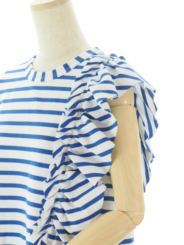 Rhodolirion ロドリリオン - Swallow Asymmetric Frill Sleeve Top スワローアシメトリーフリルスリーブトップ - Stripe