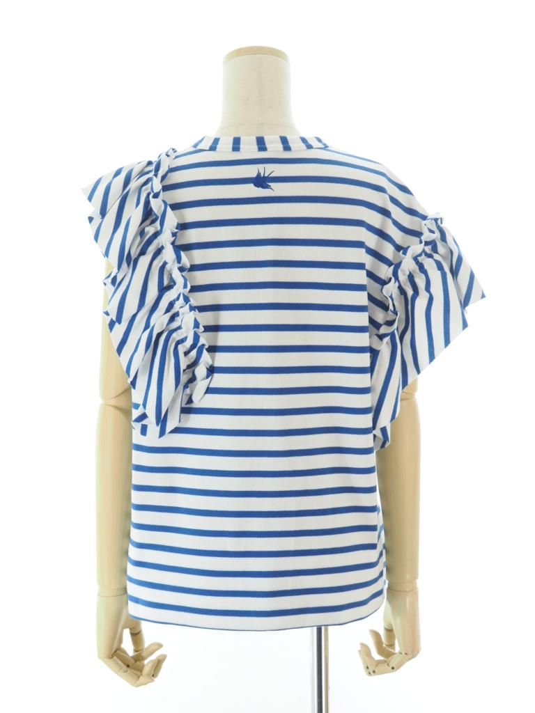 Rhodolirion ロドリリオン - Swallow Asymmetric Frill Sleeve Top スワローアシメトリーフリルスリーブトップ - Stripe