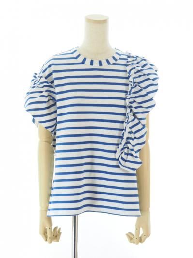 Rhodolirion ロドリリオン - Swallow Asymmetric Frill Sleeve Top スワローアシメトリーフリルスリーブトップ - Stripe