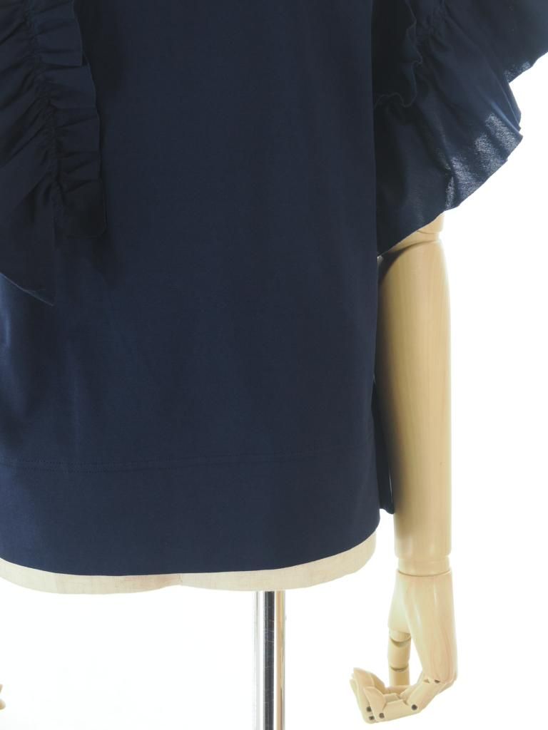 Rhodolirion ロドリリオン - Swallow Asymmetric Frill Sleeve Top スワローアシメトリーフリルスリーブトップ - Navy