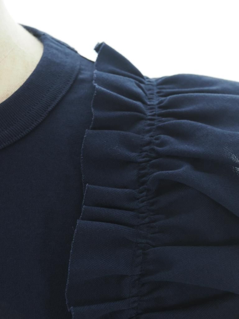 Rhodolirion ロドリリオン - Swallow Asymmetric Frill Sleeve Top スワローアシメトリーフリルスリーブトップ - Navy