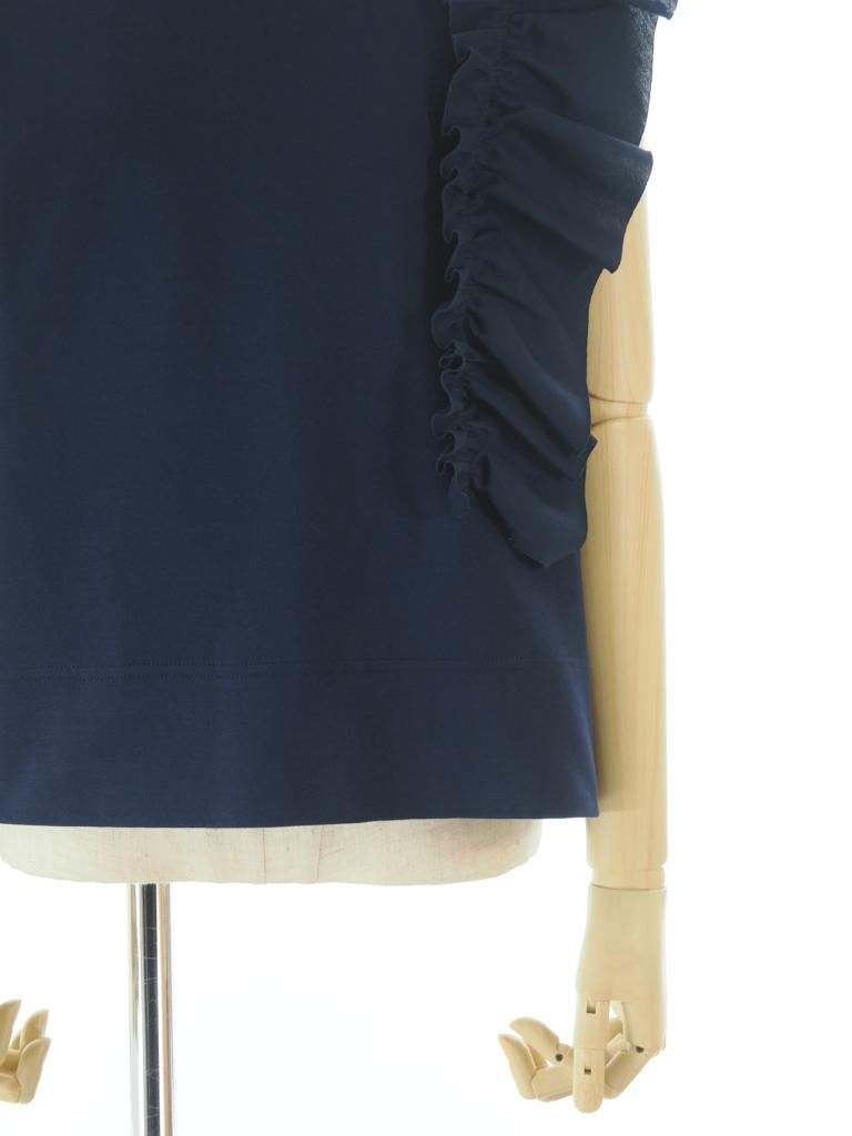 Rhodolirion ロドリリオン - Swallow Asymmetric Frill Sleeve Top スワローアシメトリーフリルスリーブトップ - Navy
