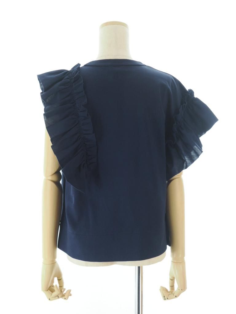 Rhodolirion ロドリリオン - Swallow Asymmetric Frill Sleeve Top スワローアシメトリーフリルスリーブトップ - Navy