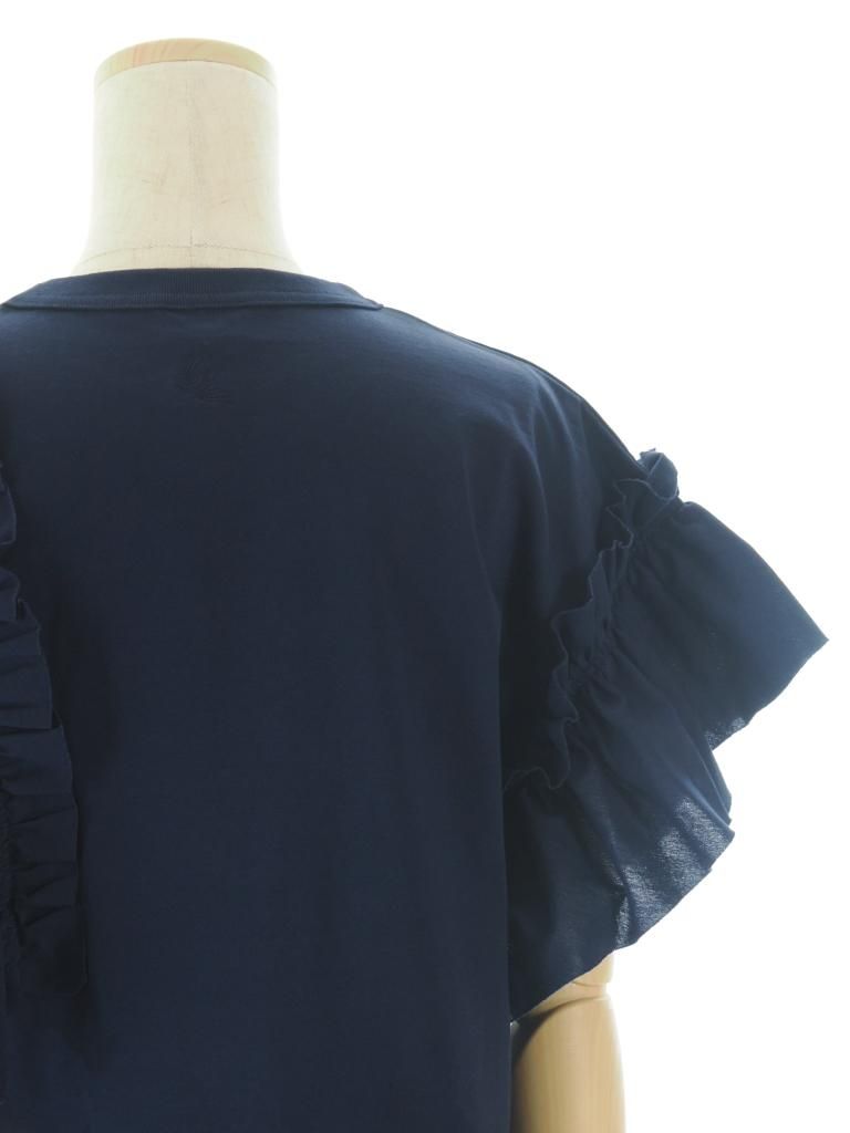 Rhodolirion ロドリリオン - Swallow Asymmetric Frill Sleeve Top スワローアシメトリーフリルスリーブトップ - Navy