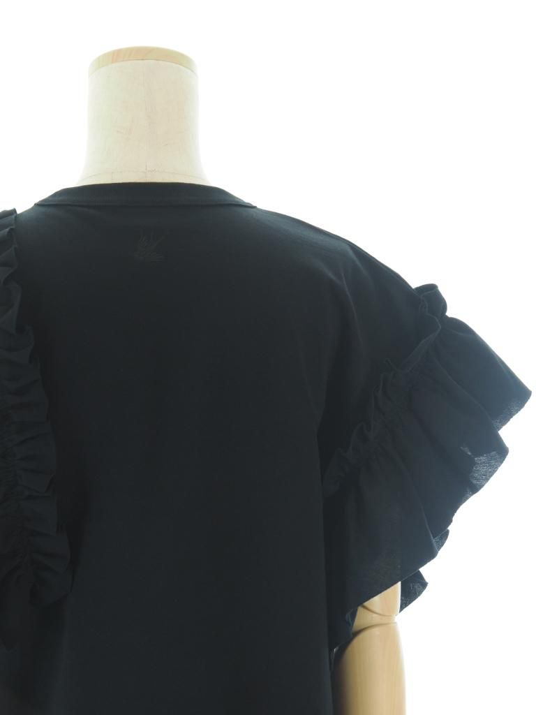 Rhodolirion ɥꥪ - Swallow Asymmetric Frill Sleeve Top ȥ꡼ե륹꡼֥ȥå - Black